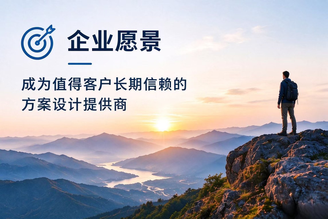 企业愿景：成为值得客户长期信赖的方案设计提供商 Corporate Vision